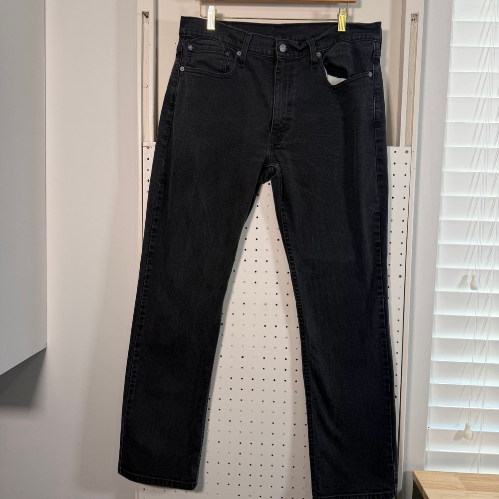 Levi's 514 Straight Fit Jeans Men's Black Denim Mid Rise Zip Fly Classic - 36X32